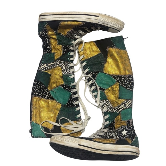 Converse knee High Top Patchwork Sneaker Boots women’s size 9 extra tall shoes - Picture 1 of 9